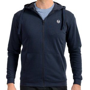 Sergio Tacchini Men's Blue Hooded Full Zip Brushed Track Jacket Hoodie